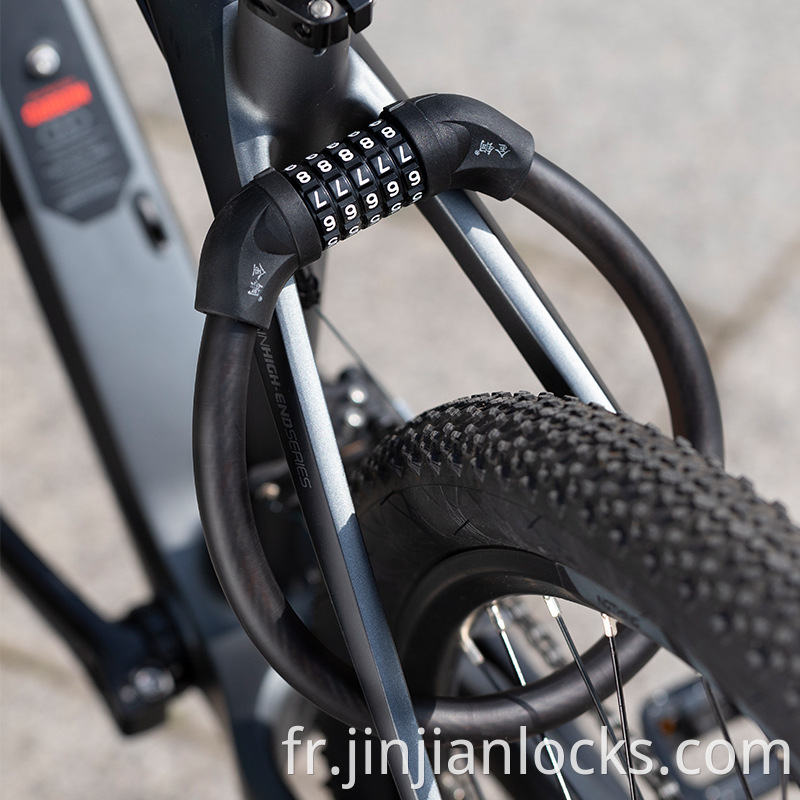 Verrouillage de vélo de sécurité lourde à 5 chiffres Réinitialiser le verrouillage du câble combinaison pour le verrouillage du fil de scooter de moto à vélo
